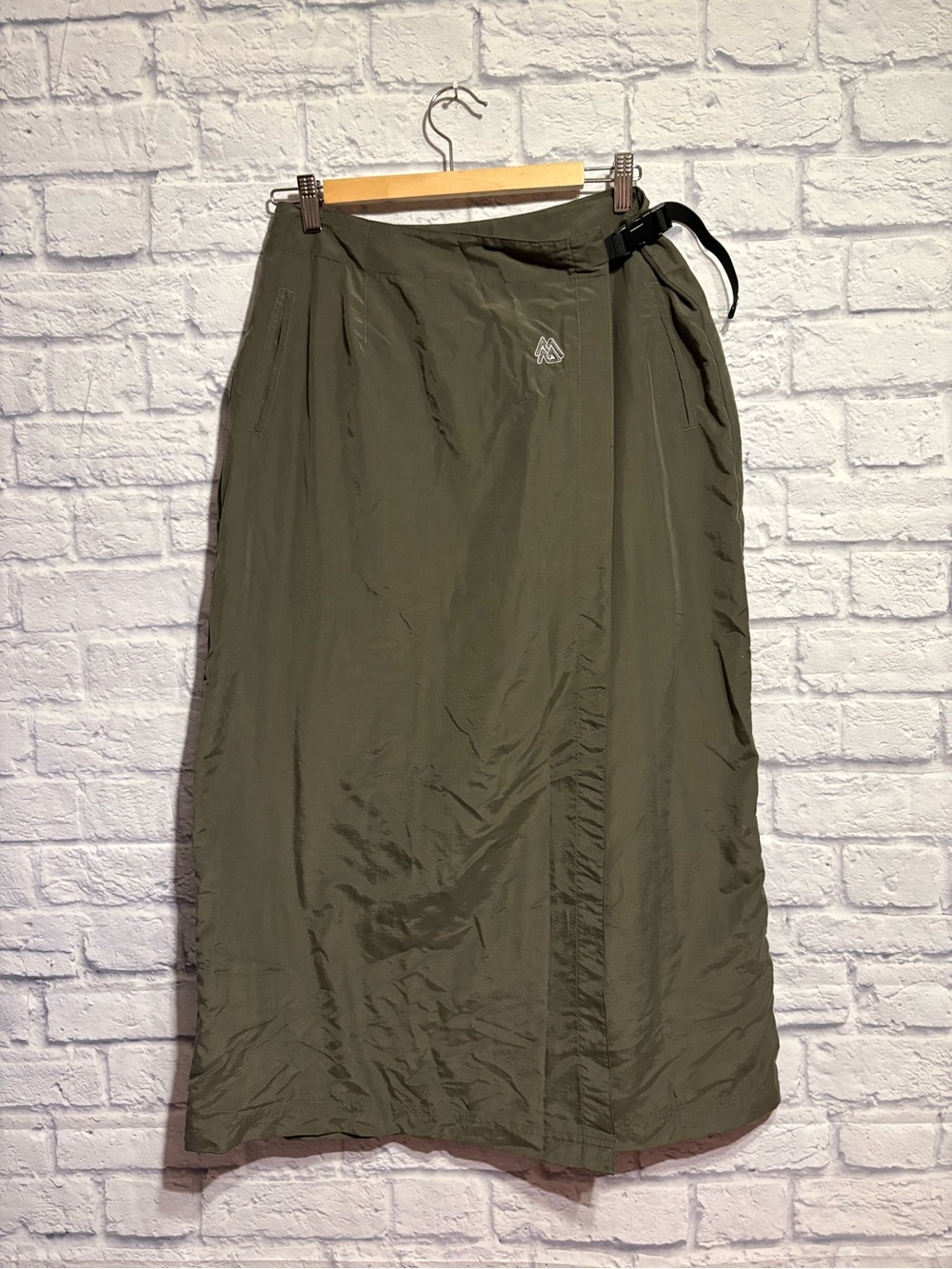 Misty Mountain Vintage Olive Green Wrap Maxi Skirt - Size Large